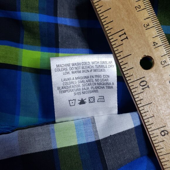 NWOT Amplify Half sleeve Shirt Boys Size L 14-16 Short Button up Plaid Blue - Picture 7 of 8
